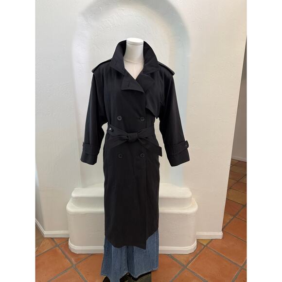 Vintage London Fog Trench Coat Made in USA – Size 8 Petite, Black “Vale” 1970s - Picture 1 of 13
